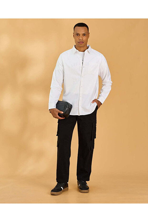 Men White Solid Dobby Shirt - 2