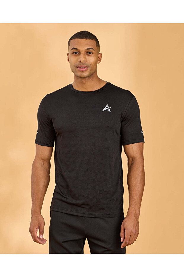 Men Black Basic Active T-Shirt - 1