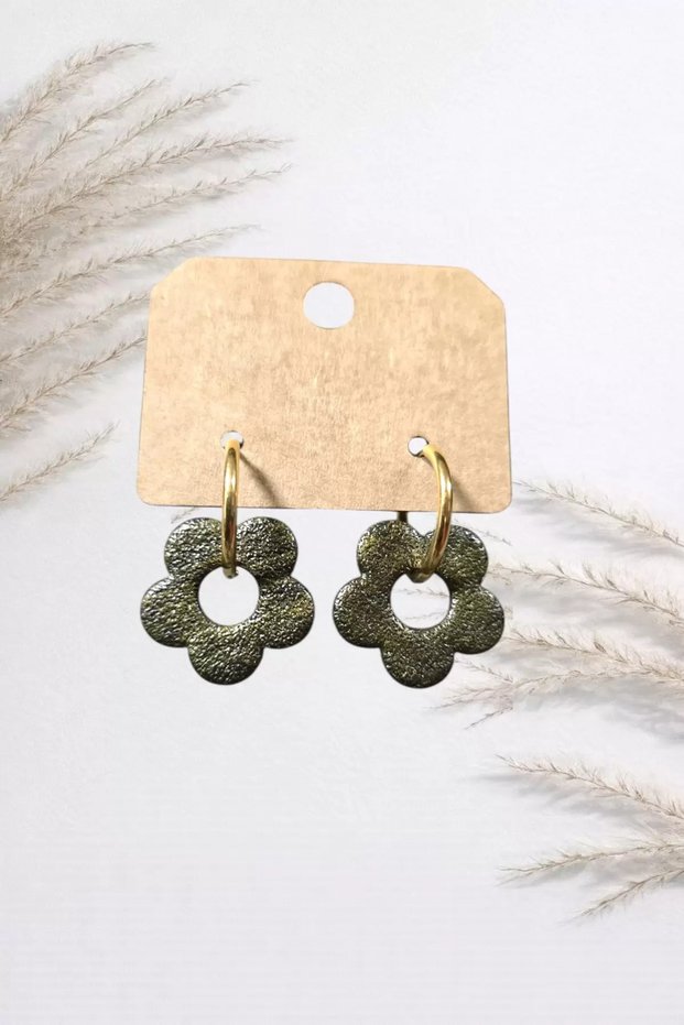 Polymer Clay Handmade Yellow Hoop Earrings