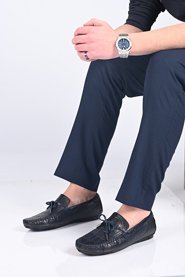 Laceless Bowknot Polyurethane Sole Genuine Leather Loafers 028-2068-26Y Men's Shoes