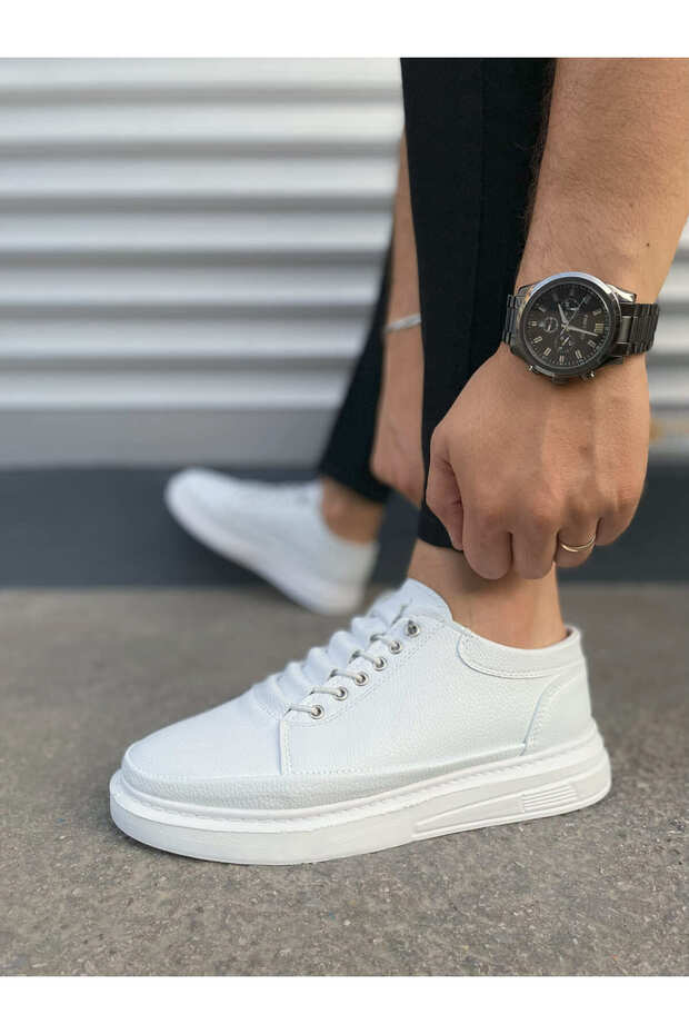 White Rubber Laced Men's Casual Shoes