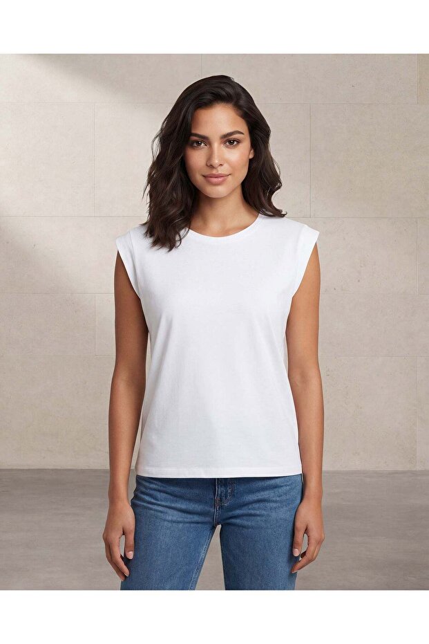 Women White Neck Trim Detailed Jersey Top