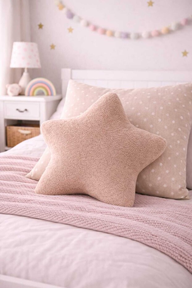 Decorative Star Pillow Welsoft Fleece Plush Soft Filled Modern Cushion
