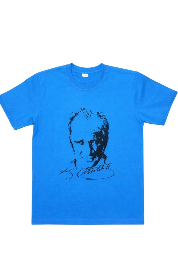 23 April Demonstration Outfit - Atatürk Printed Blue T-Shirt