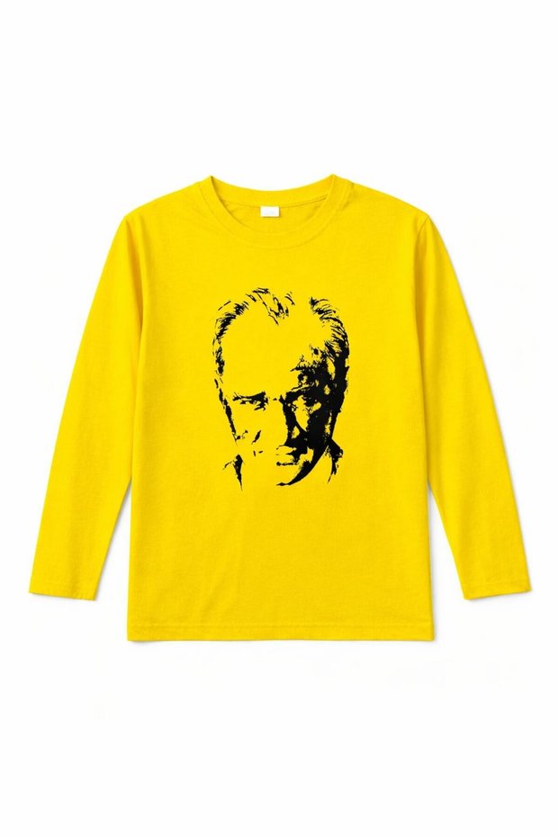 23 April Show Performance Outfit -Atatürk Printed Yellow Combed Cotton
