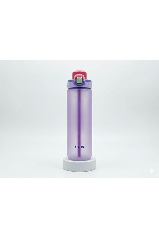 1000ml Frosted Water Bottle with Straw – Leakproof Reusable Sports Bottle with Carry Strap