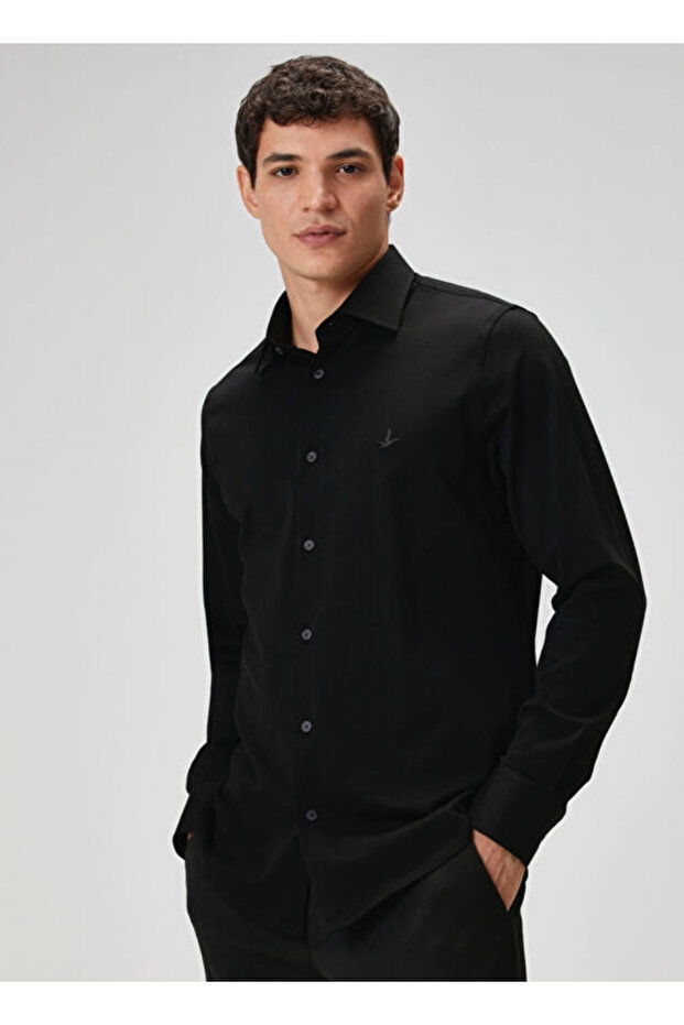 Slim Fit Örme Stretch Gömlek - 3