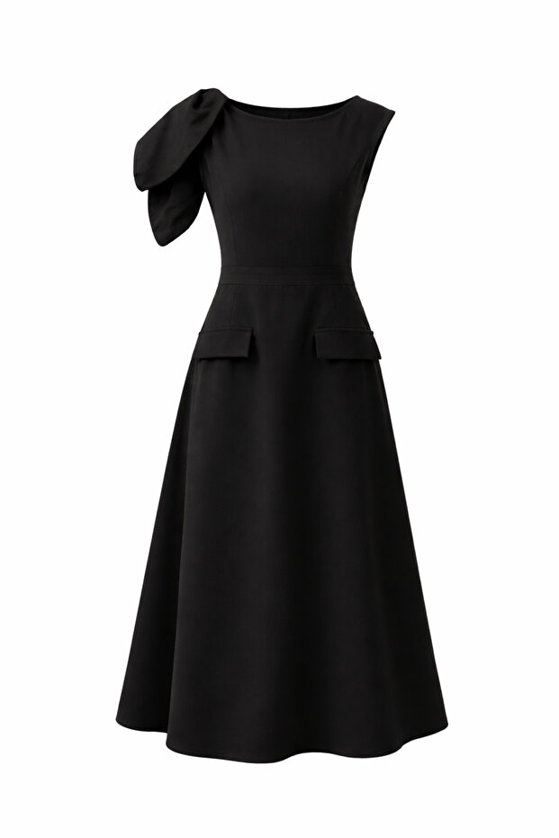 Kol Tie-Detail Black Dress