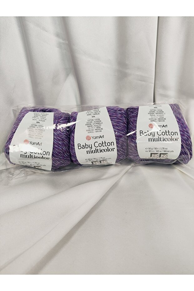 Baby Cotton Multicolor Hand Knitting Yarn (3 Pieces) - 5218