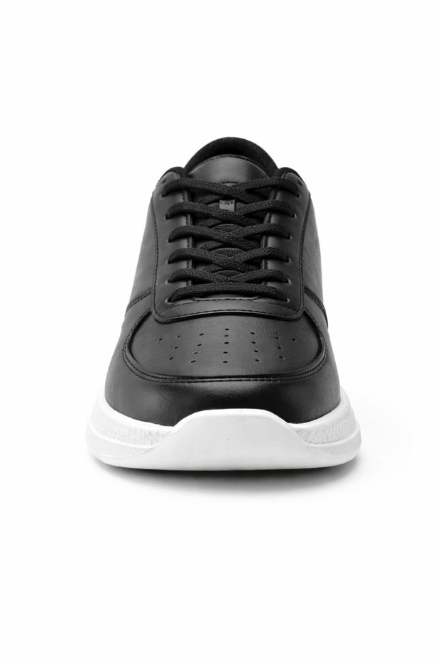 Unisex White Black Lace-Up Sports Shoes