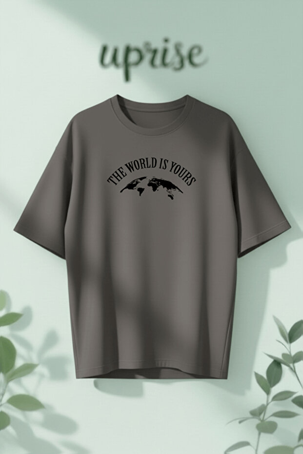 The World Is Yours Printed Cotton Lu Oversized T-Shirt