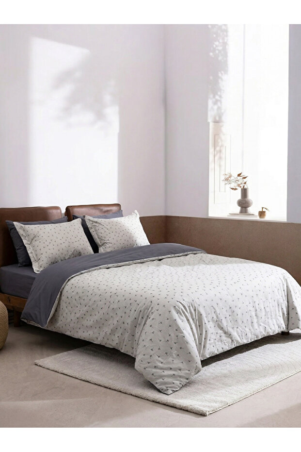 Mia 100% Cotton Double Duvet Cover Set Fitted Sheet 6 Pieces