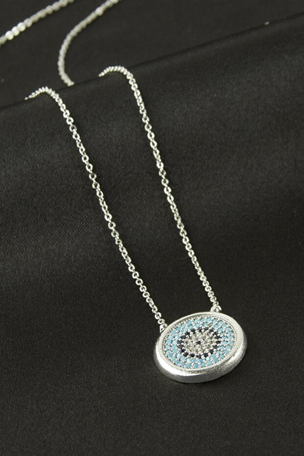 Round Evil Eye Zircon Stone Necklace