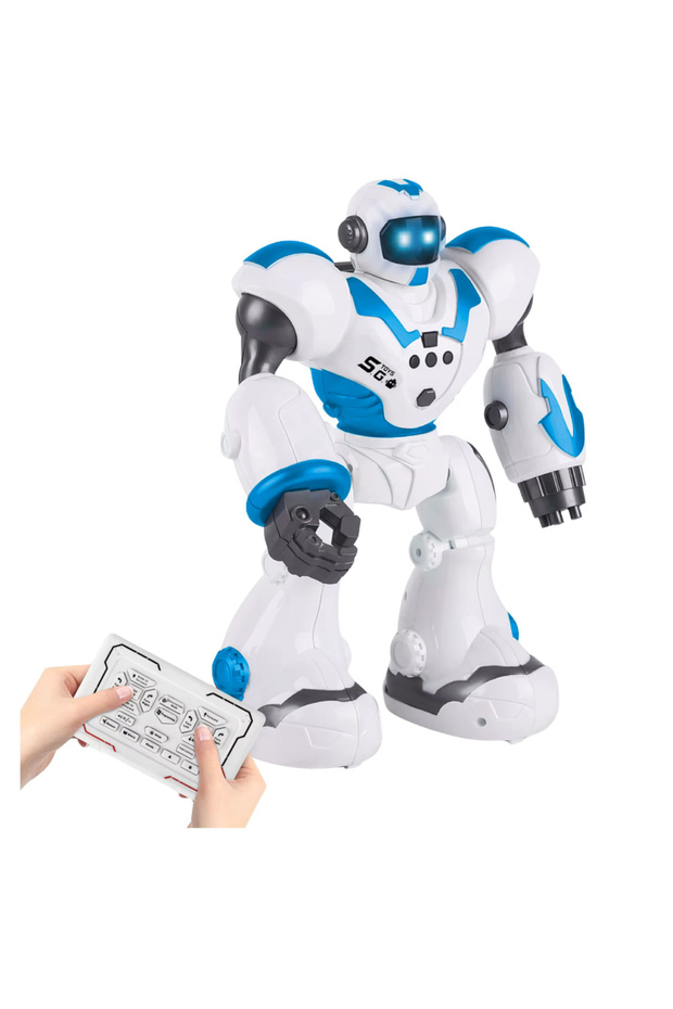 Interactive remote-controlled robot RC 16 functions lights sounds blue - 5
