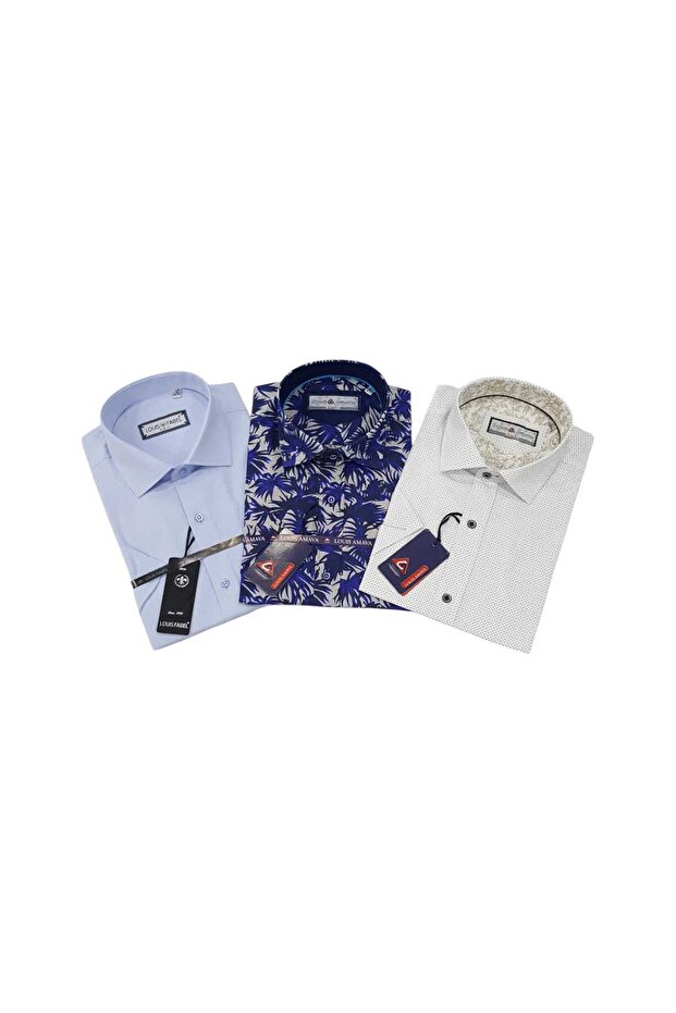 3-Piece Slim Fit Men's Short Sleeve Shirt Set – Size m