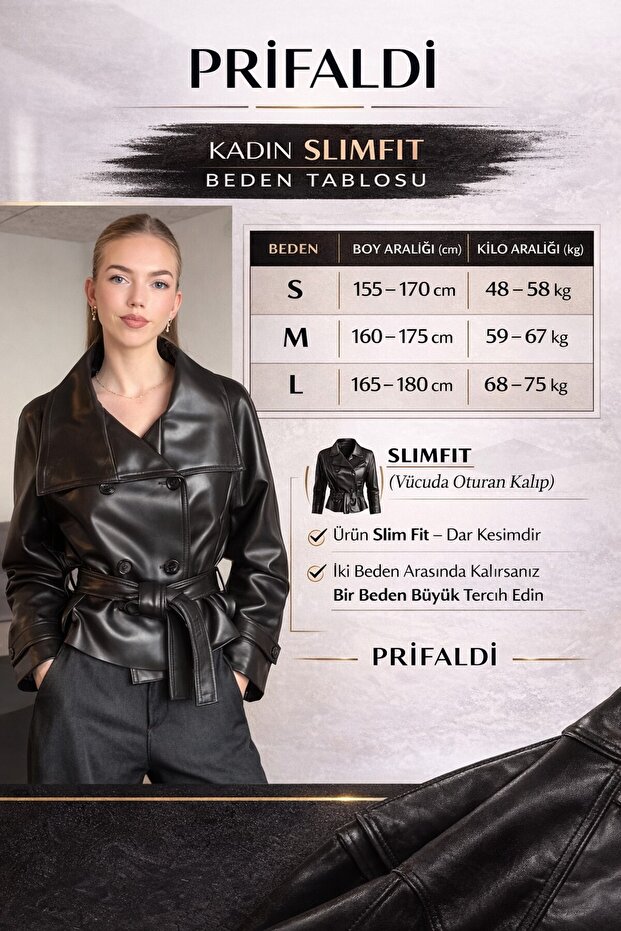 سترة Pb بأزرار على الجهتين باللون البني جلد - 8