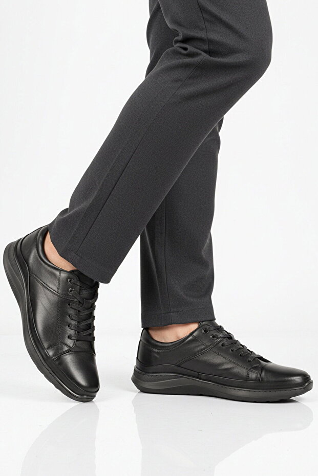 Black Genuine Leather Men's Casual Shoes