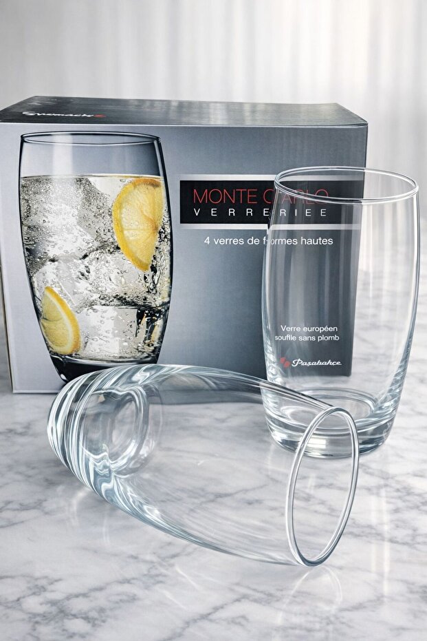 Monte Carlo 4-Piece Tall Water Glass 360 Cc – High-Form Modern Glass Soft Drink Glass Set