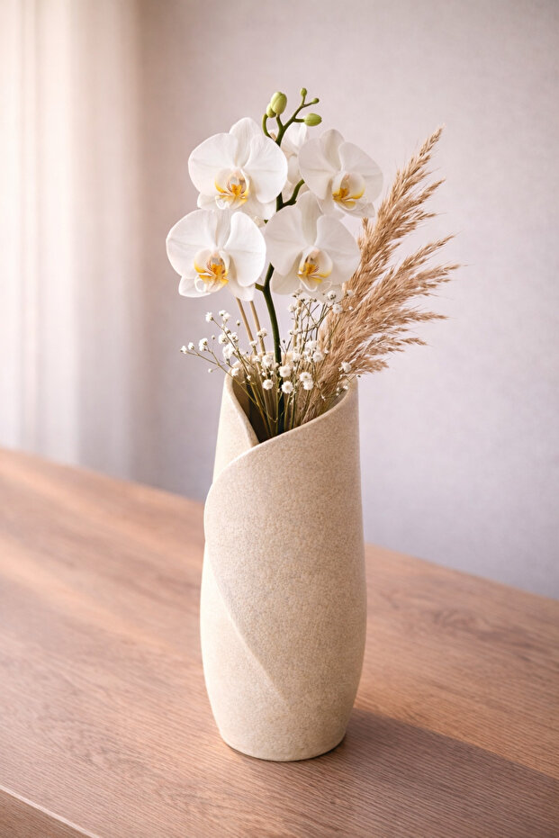 Sandwave Spiral Decorative Vase – Modern Textured Design Home Decor