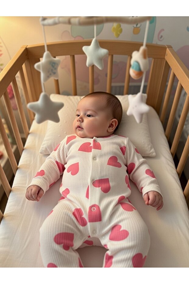 Baby Girl Big Heart Cuffed Jumpsuit