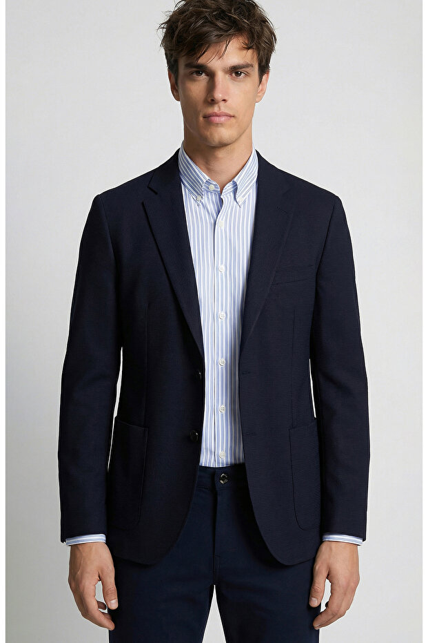 Siyah Jakarlı Örme Ceket - 2