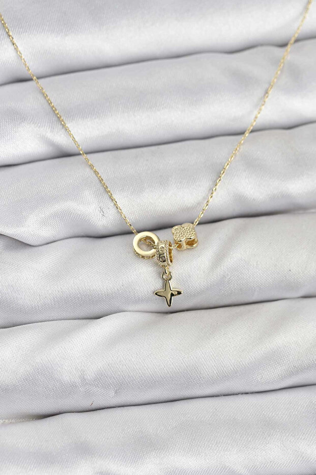 Gold Color Brass Minimal Charm Women's Necklace