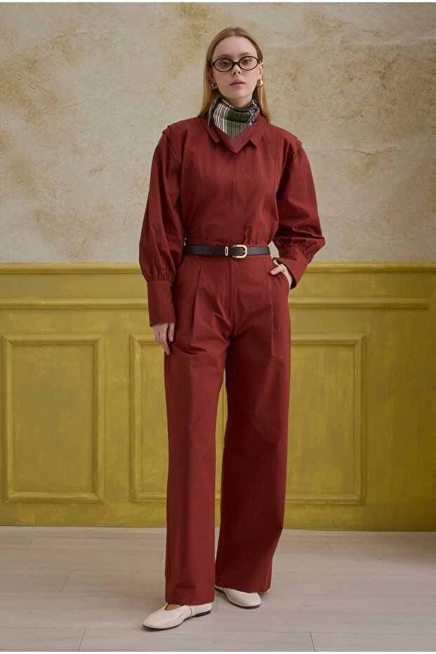 100% Cotton Pants Burgundy