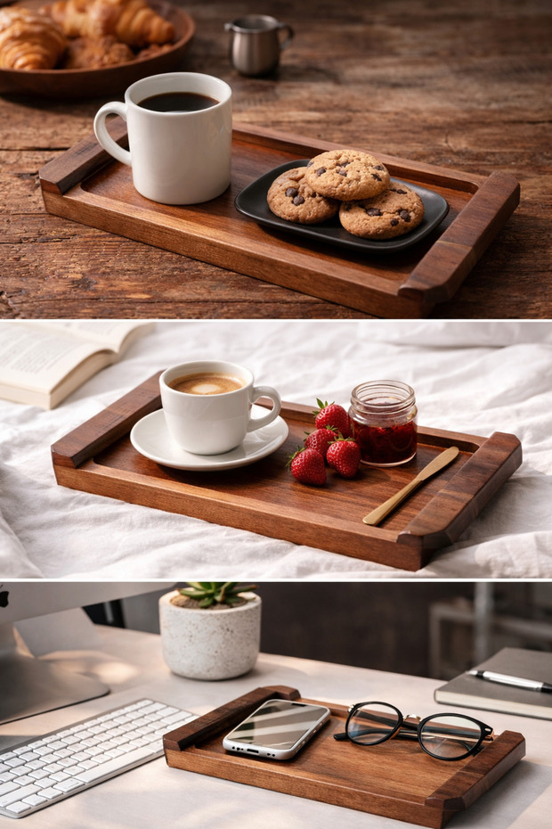 صينية تقديم مستطيلة من أكاسيا 28*13 - 3