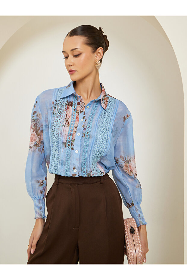 Women Floral Print Long Sleeve Shirt