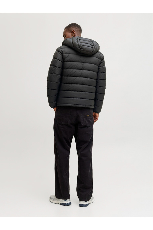 جاكيت مبطن أسود سادة بسحاب - 4