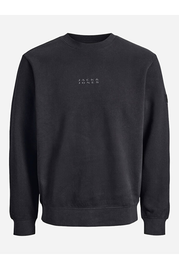 Black Plain Crew Neck Sweatshirt
