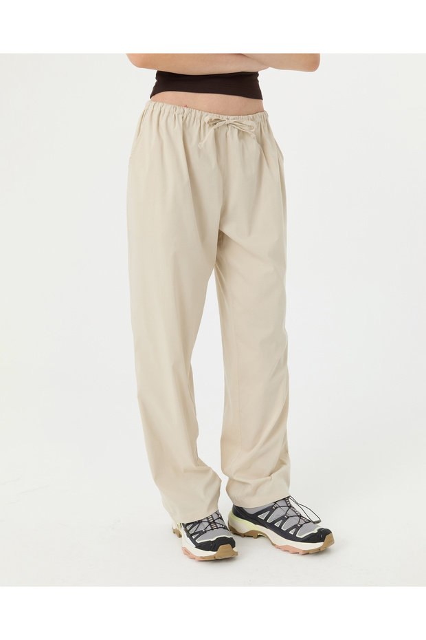Women's Cream Air-Permeable Organic Cotton Cuffed Casual Pants