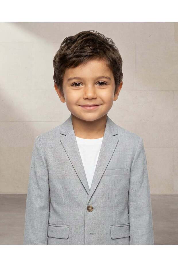 بليزر رمادي سادة للأولاد - 4