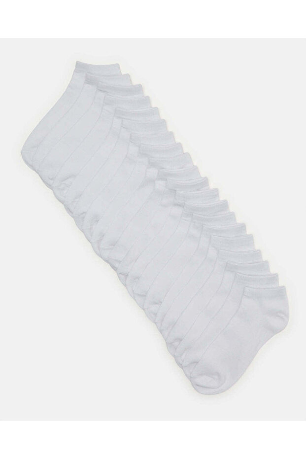 Women White/Grey Basic 10 Pack Ankle Socks - 1