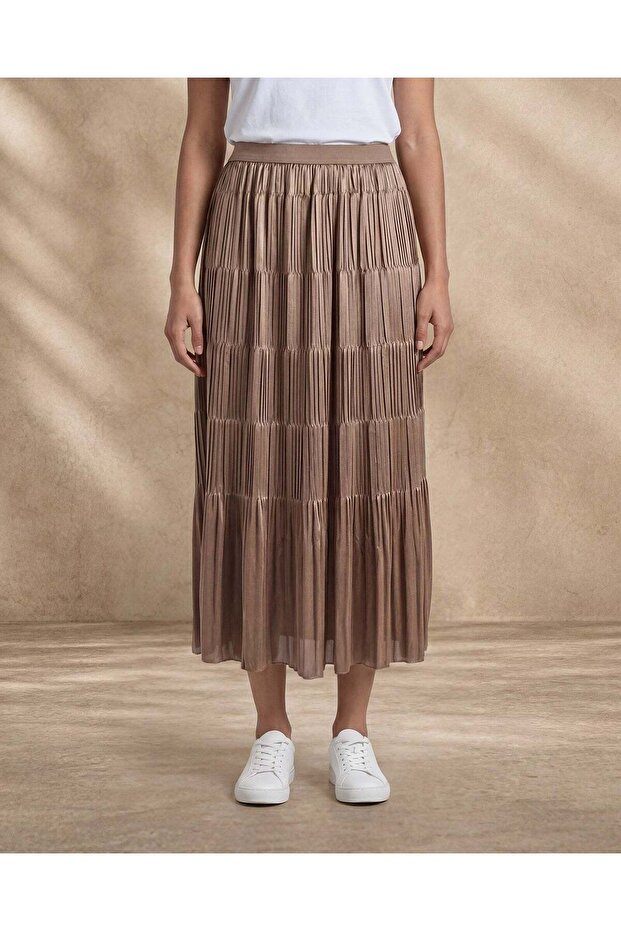 Women Brown Pleated Skirt
