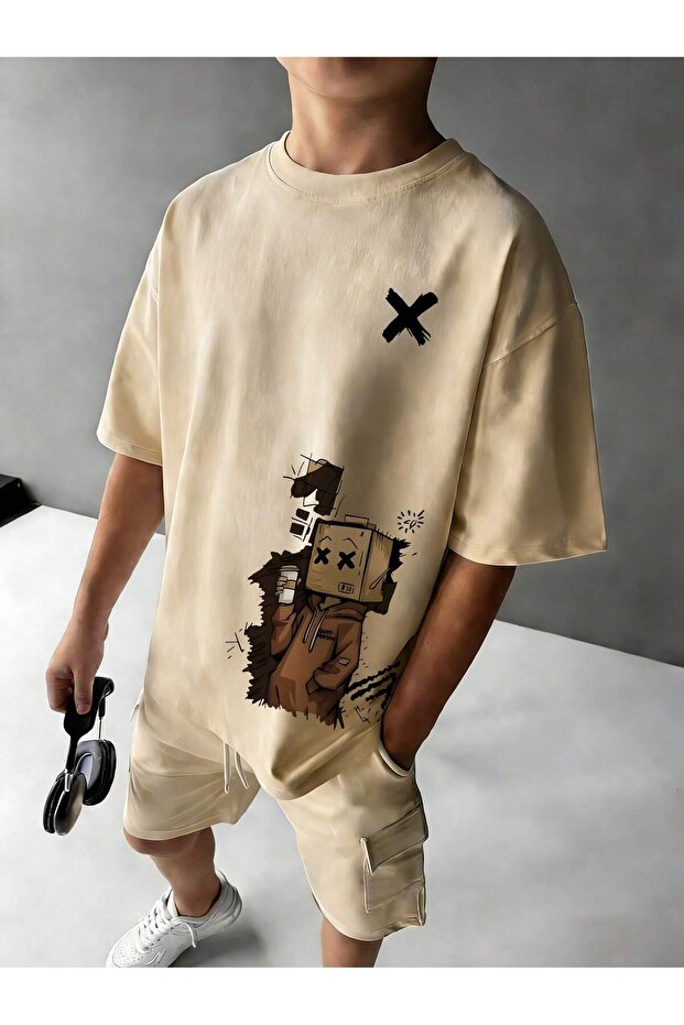 Men's Graphic Printed Oversized Comfortable Daily Use Combed Cotton T-Shirt