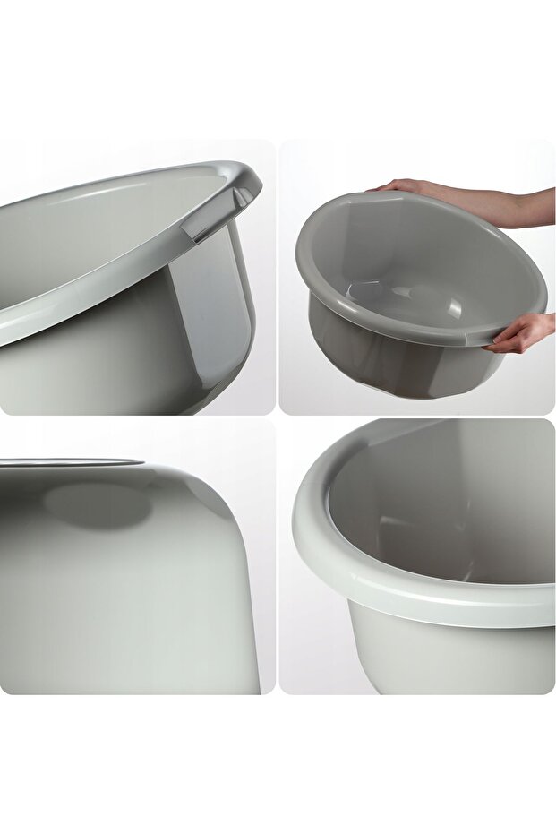 Plastic Laundry Bowl 30L Large Round Solid Gray - 7