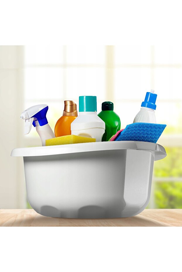 Plastic Laundry Bowl 30L Large Round Solid Gray - 5