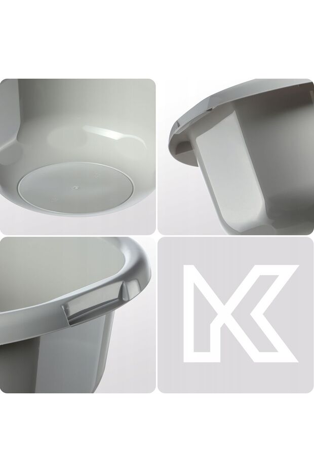 Plastic Laundry Bowl 30L Large Round Solid Gray - 8