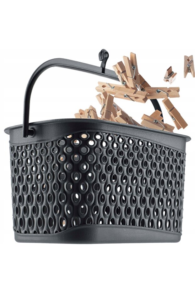 Hanging Basket for Clothespins, Rectangular Gray - 1