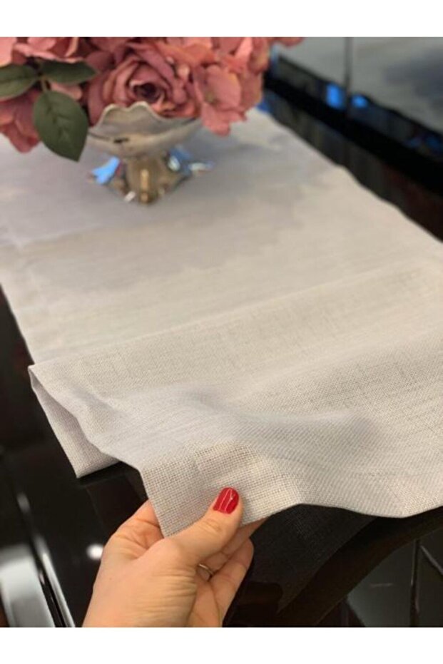 لمّاع رمادي مفرش طاولة طويل 40x150 سم - 4