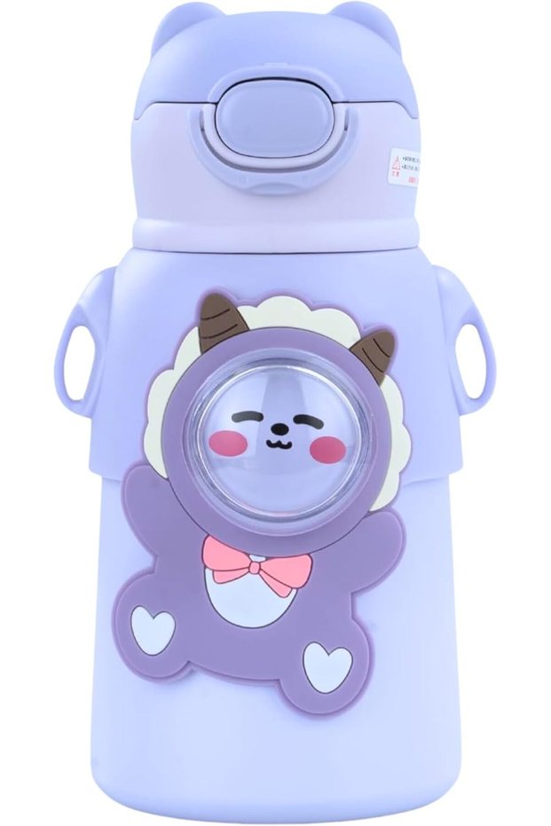 Stainless Steel Kids Water Bottle - Leak Proof, Vacuum Insulated with Straw, BPA Free, Hot &