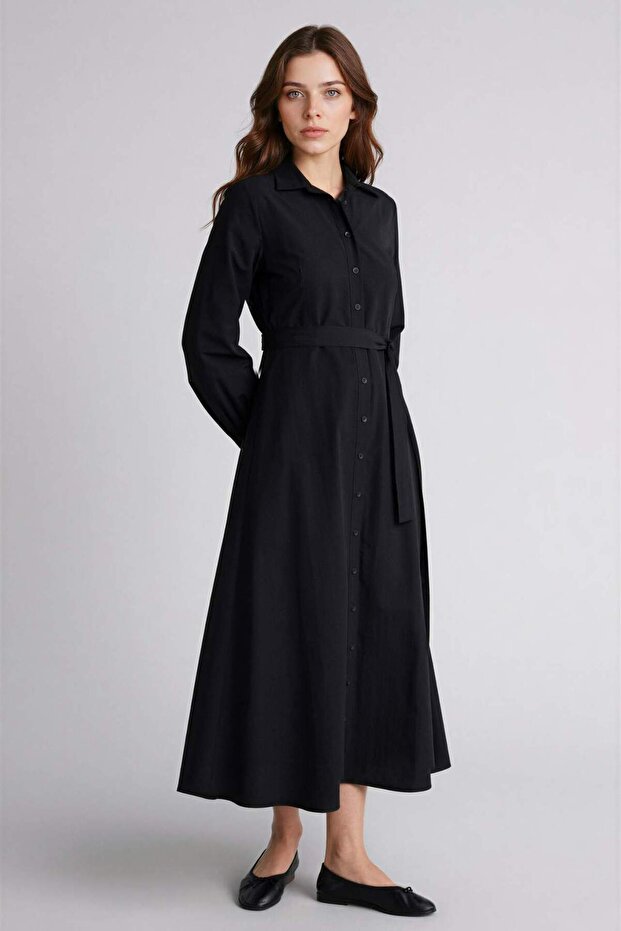 Shirt Collar Poplin Long Sleeve Dress H0195Ax26Sp