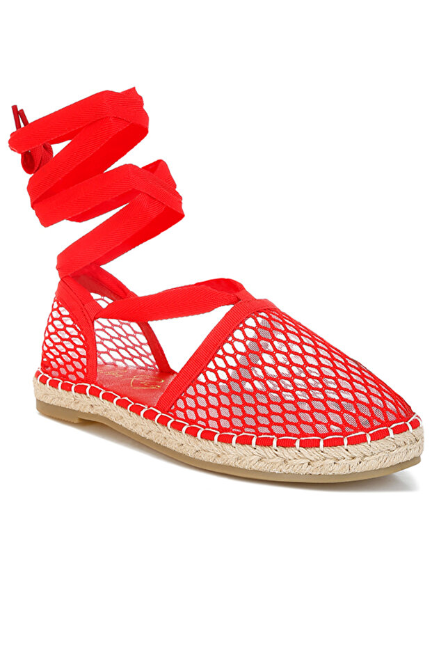 Women,s Mesh Espadrille Loafers In Red