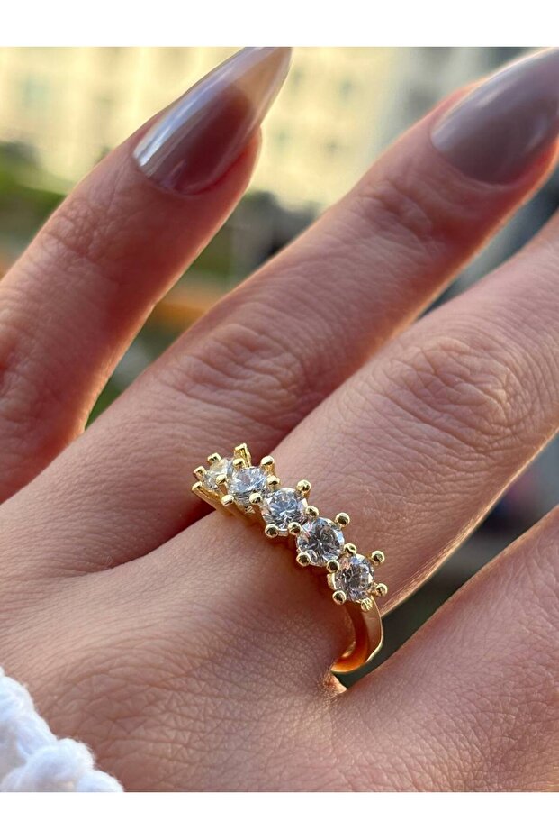 Vesta Beştaş Zircon Stone Adjustable Gold Ring