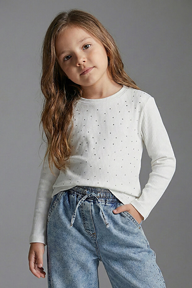 Girl's Stoned Ribbed Knit Body