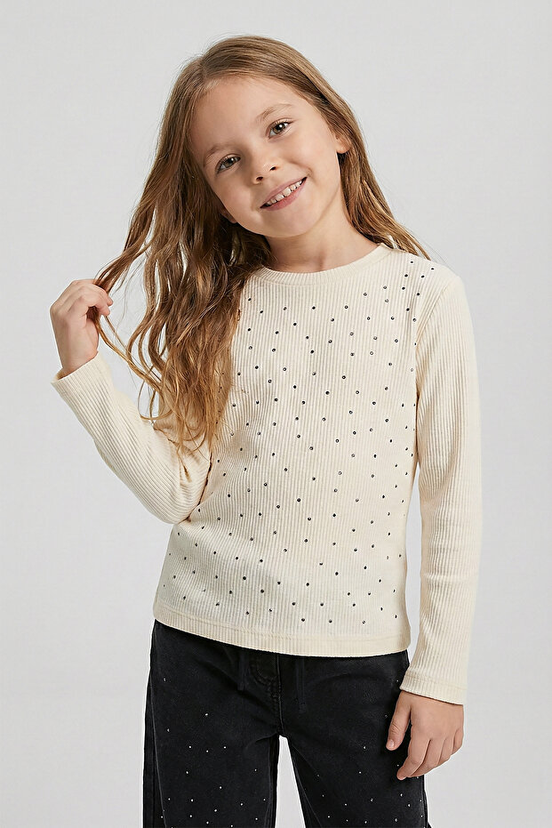 Girl's Stoned Ribbed Knit Body