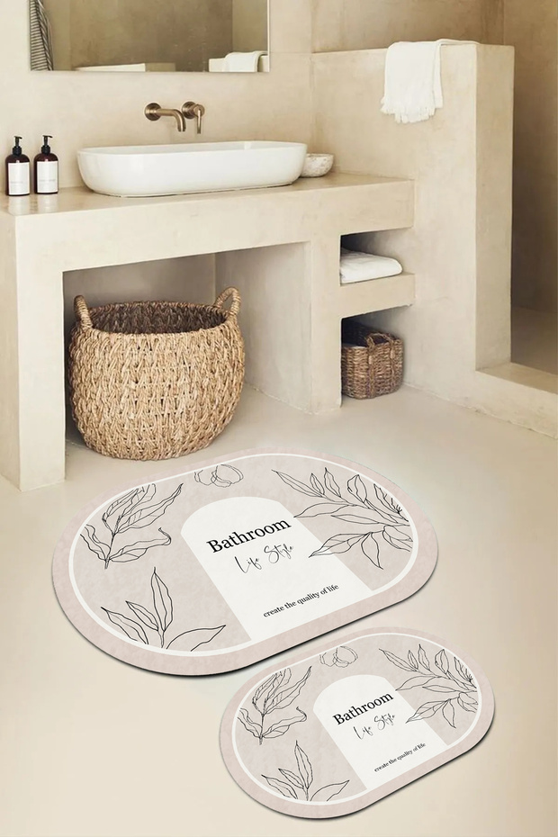 Modern Design Cream Beige Bathroom Floor Mat