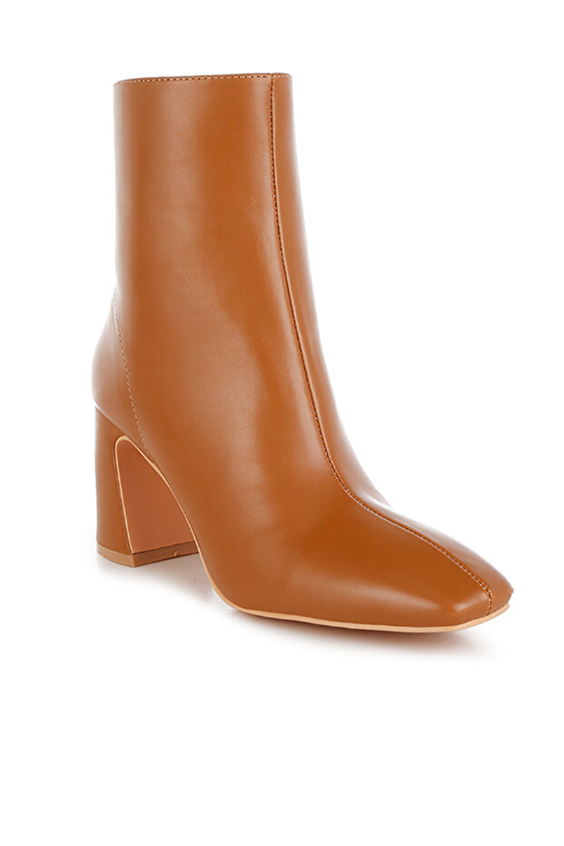 Women Square Toe Ankle Boots in Tan