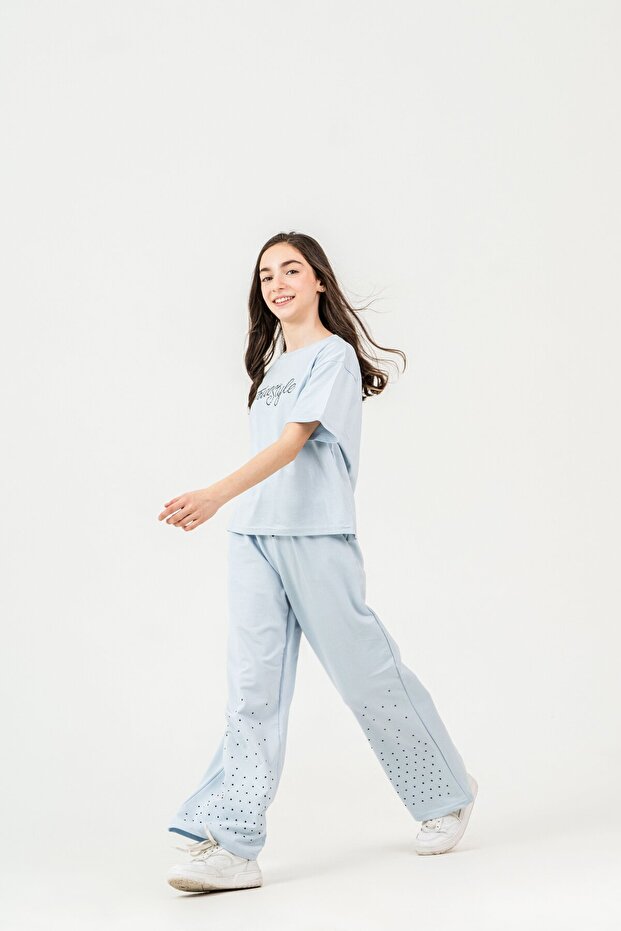 طقم بدلة رياضية علوية وسفلية للفتيات من True Style Stone مطبوع